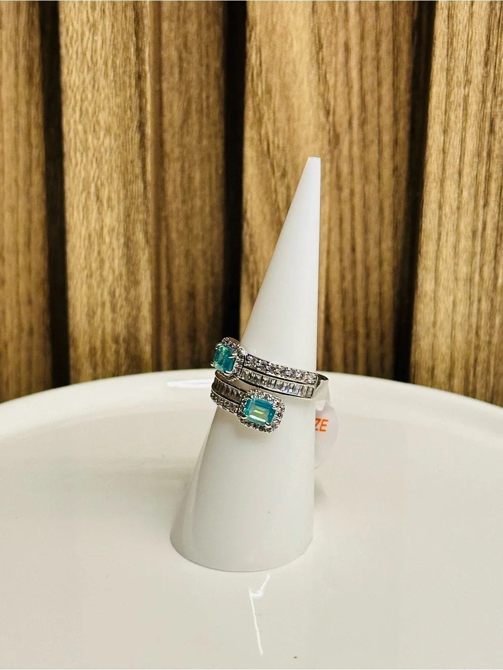 Bomb Party OG Ring size 6 Rhodium & Green Opal